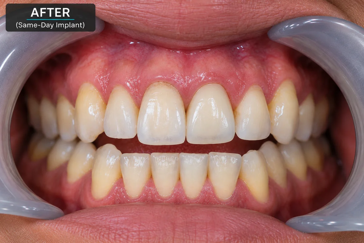 Immediate dental implant restoration after