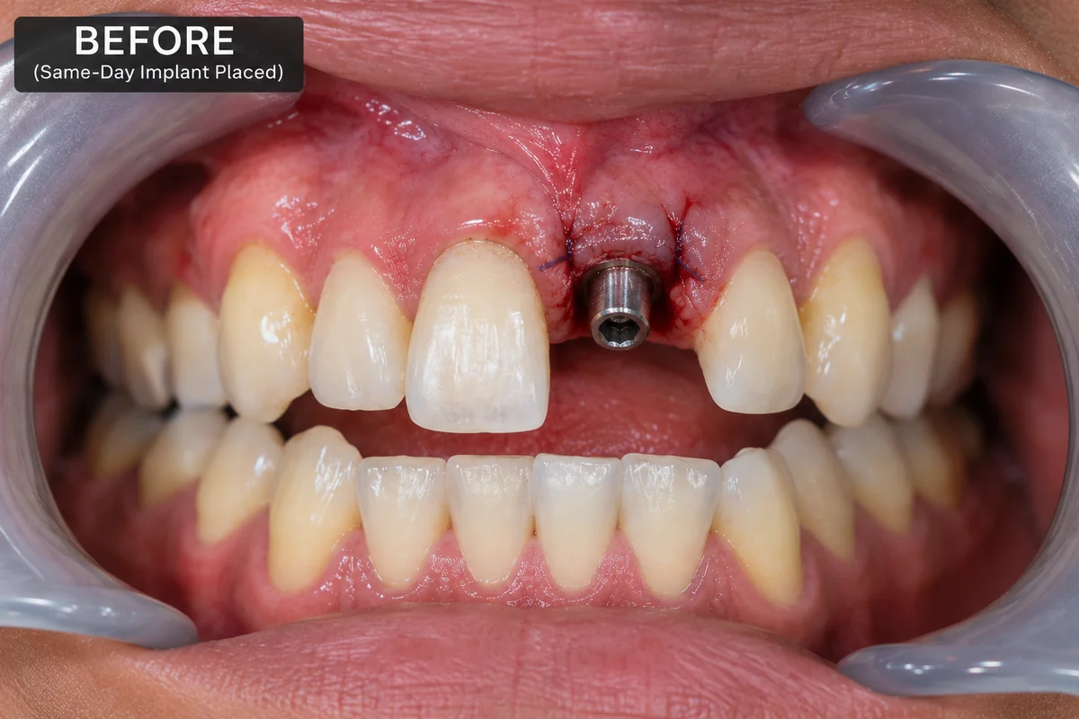 Immediate dental implant restoration before